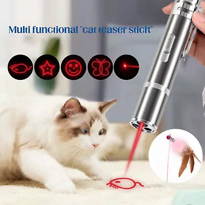 Multi Function Premium Cat Toy Laser Pointer USB Charging LED Torch Light AU NEW • $10.99