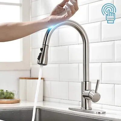 Touch Sensor Kitchen Sink Faucet With Sprayer Pull Down Automatic Mixer Tap US • $47.39