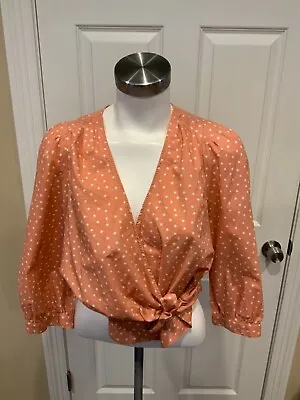 Madewell Orange & White Star Print Wrap Shirt Size Small • $19.31