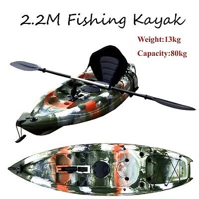 $450 • Buy 2.2M Kids Teens Junior Fishing Kayak Single Rod Holder Seat Paddle Jungle Camo