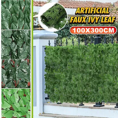 3m Artificial Hedge Fake Ivy Leaf Garden Fence Privacy Screening Roll Wall Panel • £15.59