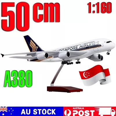 Diecast Model Plane Large Singapore Airline A380 1:160 50cm LED Wheels Airbus ✈️ • $180