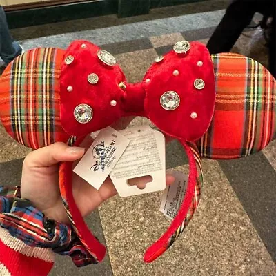 Authentic Shanghai Disney Minnie Mouse Big Bow Red Plaid Ear Headband Exclusive • $44.99