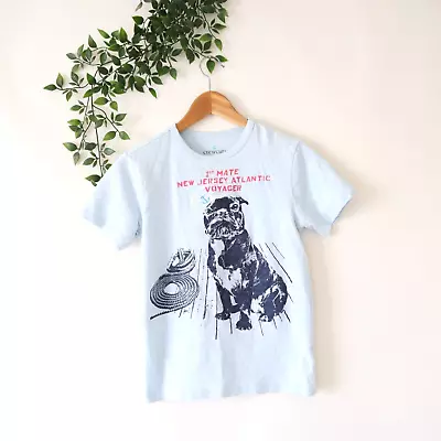 Crewcuts J.Crew Boys' Short Sleeve Blue Crew Neck Dog Tee Shirt Size L 10-11 • $10.99