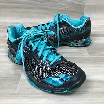 Babolat Jet All Court AC Womens US 6.5 Black Blue Lace Up Tennis Shoes • $37.87