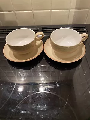 Denby Caramel Stripes Breakfast Cups And Saucers X2. • £19.99