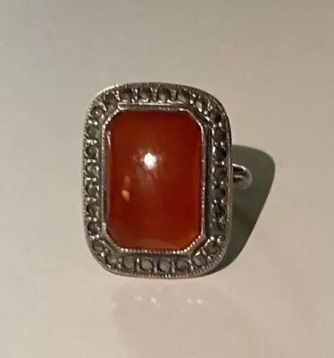 $42 • Buy Antique Art Deco Sterling Silver Carnelian Ring