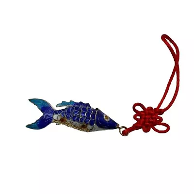 Vintage Cloisonné Enamel Articulated Blue Fish Koi Pendant ~ 3  Length • $17.50