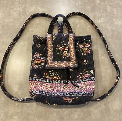 Vera Bradley~Vintage Quilted Backpack Brown Floral Excellent Condition! • $38