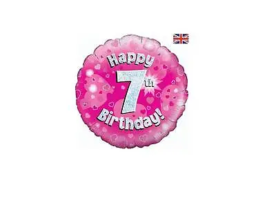 18  7TH AGE 7 SEVEN SEVENTH HELIUM FOIL BALLOON BIRTHDAY PARTY PINK GIRL Oak • £1.95
