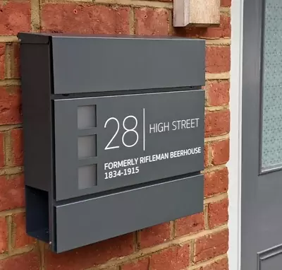 Personalised Lockable Wall-mounted Letter/Post/Mail Box Anthracite Grey Black • £92.99