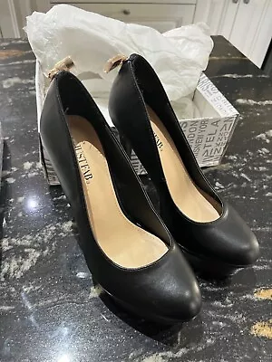 Ladies Sexy Evening Shoes Black Ladies 38 Padlocks On Back In Box Worn NEW • £14.13