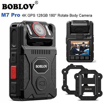 BOBLOV M7 Pro 4K GPS Body Camera 128GB Video Recorder 180° Rotate Camera 4000mAh • $136.40