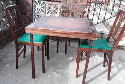 Vintage Leg-O-Matic Lorraine Table & 4 Folding Chairs For Airstream Tiny House • $999