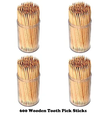 600 Pack Wooden Cocktail Stick Tooth Picks Fruit Cheese Parties • £4.49