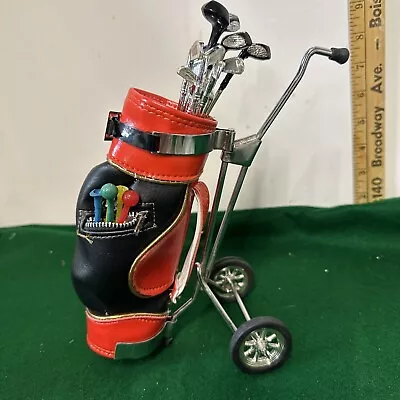 Miniature 1 GOLF BAG Cart Stand & 14 Clubs • $15