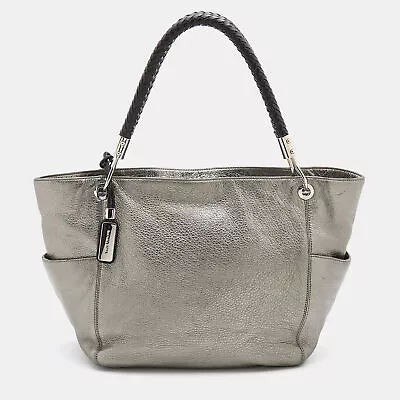 Michael Kors Metallic Silver/Black Leather Skorpio Tote • $183.75