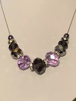 £15 • Buy Adrian Buckley Mauve & Silver Crystal Necklace