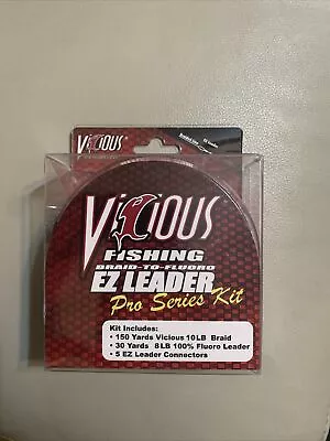 10lb Vicious Ez Leader Pro Series Kit - 10lb Braid With 8lb 100% Fluoro Leader • $20.99