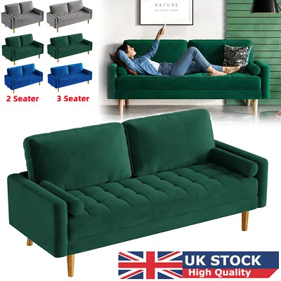 Modern 2 3 Seater Velvet Sofa Couch Love Seat Settee Button Tufted Comfortable • £55.89
