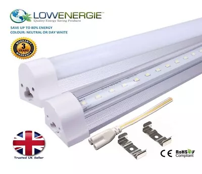 Integrated LED Tube Light Energy Saving Fluorescent T8 T12 Ceiling Replacement • £10.99