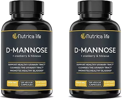 New D Mannose 1000mg Capsules Potent D-Mannose & Cranberry Pills With Hibisc... • $155.89