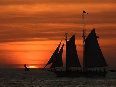 Key West Sunset On Canvas 8x12  Of Schooner Appeldore Stretched On Wood Unframed • £57.30