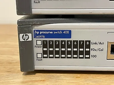 Lot Of 2 HP ProCurve Switch 408 8 Port 10/100 RJ45 Fast Ethernet Switch • $26