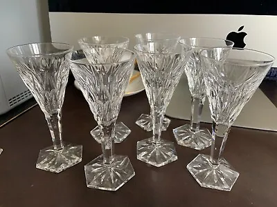 Val St. Lambert (7) HAFNIA CUT FANTAISIE Clear Sherry Goblets / Glasses • $145