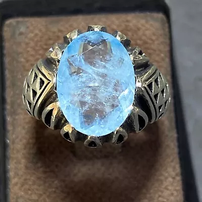 Nice 925 Sterling Silver Men's Ring Natural Untreated Blue Aquamarine  اكومارين • $60