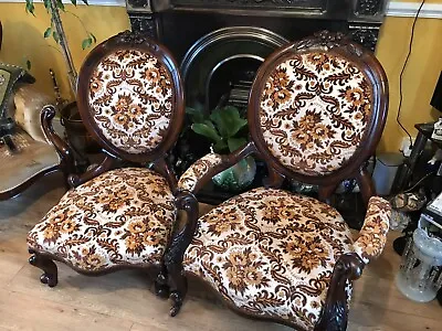 £125 • Buy Pair Victorian His Hers Chairs Price Reduced