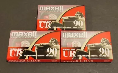 Maxell UR 90 Minutes Blank Audio Cassette Tapes Normal Bias Lot Of 3 NEW SEALED • $7.95