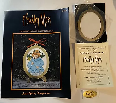 P. Buckley Moss 1993 Ltd Ed Christmas Ornament Kit Angel Chart Brass Frame COA • $16.99