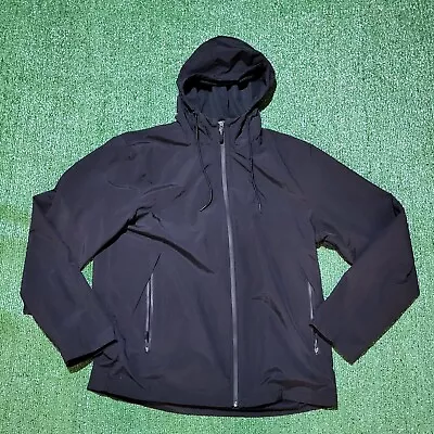 Marc Anthony Hooded Nylon Windbreaker Jacket Full Zip Black Size Large Men  • $19.87