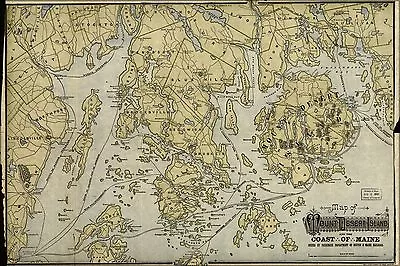 Poster Many Sizes; Map Of Mount Desert Island & Coast Of Maine 1900 • $160.11