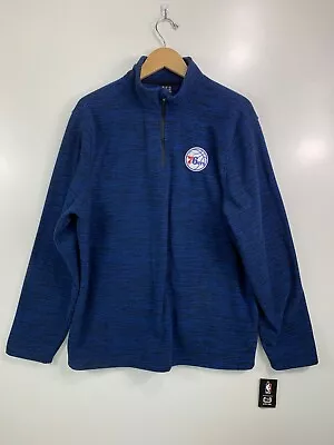 NBA Ultra Game Men's XL Fleece Blue Quarter Zip Sweater Philadelphia 76ers NWT • $12.99