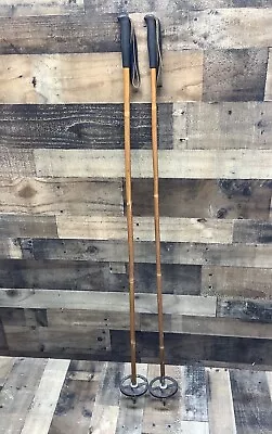 VINTAGE OLD  Set Of Bamboo Snow Ski Poles Measuring 52” Long • $19.99