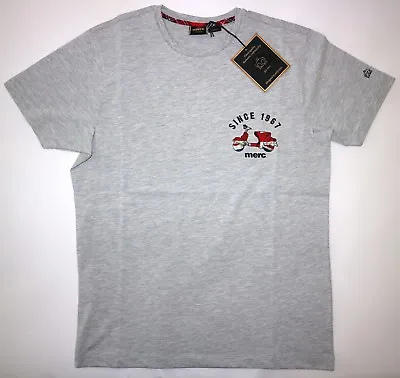 Merc Mens Scooter Print Tee Shirt In Grey Marl Size M Nwt • £11.99