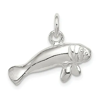 Solid Manatee Charm Pendant In 925 Polished Sterling Silver • $26.99