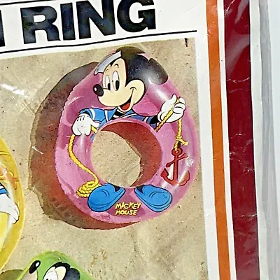 Vintage Disney Inflatable Pink Pool Swim Ring Mickey Mouse The Wet Set *NEW* NOS • $34.99
