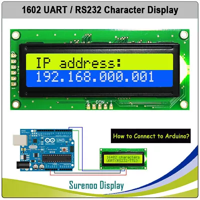 RS232 UART CMOS 1602 162 Character LCD Module Display Screen Panel For Arduino • $8.99