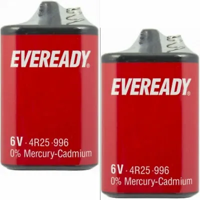 2 X EVEREADY 4R25 6V Batteries 6 Volt 996 PJ996 908 908S Lantern 4R25X 4R25RZ/B • £13.49