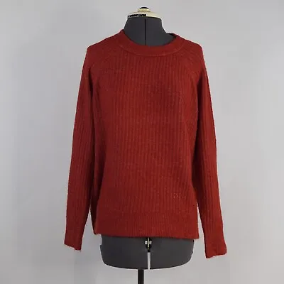 Vero Moda  Sweater Dark Rust Orange Ribbed Knit Crew Neck Sz S Long Sleeves • $2