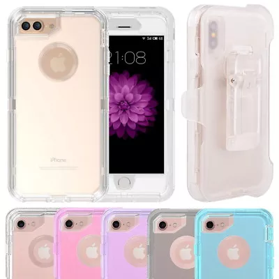 IPhone X XS XR 6 7 8 11 Pro Max Shockproof Transparent Case Rugged Cover + Clip • $13.19