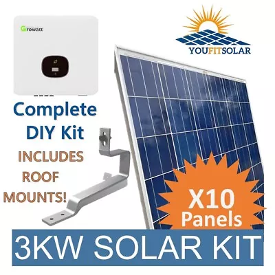 3KW DIY Solar Panel Kit With 10 X PANELS + Roof Mounts!! Save £££'s • £1695