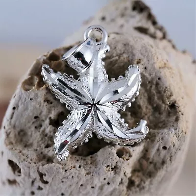 .925 Sterling Silver Starfish Charm Diamond Cut Highlight FAST FREE SHIPPING • $18