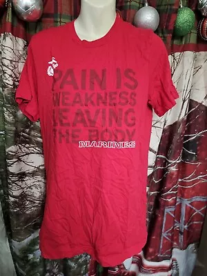 Adult Medium Red  PAIN IS WEAKNESS LEAVING THE BODY  US Marines Short Sleeve Top • $2.59