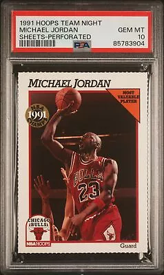 1991 Hoops Team Night Sheets Perforated Michael Jordan Hof Psa 10 • $69.98