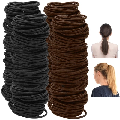 £5.99 • Buy 300pk Hair Bands | Black Brown Snag Free Bobbles Elastics Girls Kids Ponies Ties