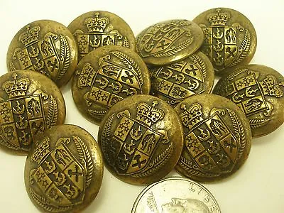 New Military Brass Tone Metal Buttons Royal Crest 5/8 7/8 13/161 Inch # AB • $4.99
